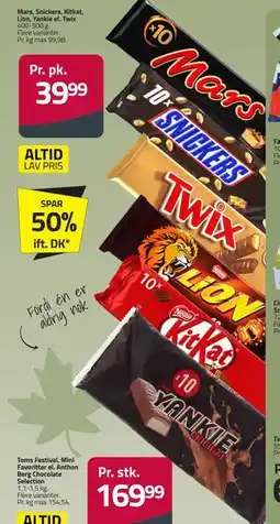 Fleggaard Mars, Snickers, Kitkat, Lion, Yankie el. Twix, DKK 39.99 tilbud