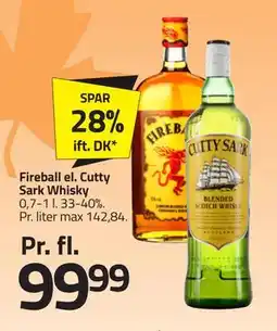Fleggaard Fireball el. Cutty Sark Whisky, DKK 99.99 tilbud