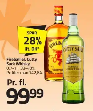 Fleggaard Fireball el. Cutty Sark Whisky, DKK 99.99 tilbud