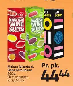 Fleggaard Malaco Allsorts el. Wine Gum Tower, DKK 44.44 tilbud