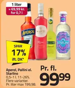 Fleggaard Aperol, Pallini el. Starlino, DKK 99.99 tilbud
