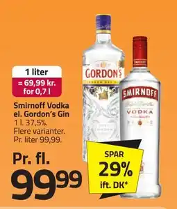 Fleggaard Smirnoff Vodka el. Gordon’s Gin, DKK 99.99 tilbud