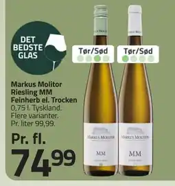 Fleggaard Markus Molitor Riesling MM Feinherb el. Trocken, DKK 74.99 tilbud