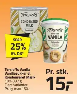 Fleggaard Tørsleffs Vanila Vaniljesukker el. Kondenseret Mælk, DKK 15 tilbud