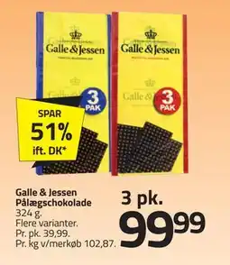 Fleggaard Galle & Jessen Pålægschokolade, DKK 99.99 tilbud