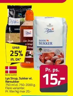Fleggaard Lys Sirup, Sukker el. Rørsukker, DKK 15 tilbud
