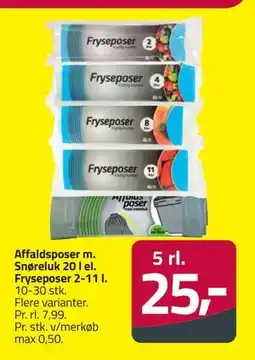 Fleggaard Affaldsposer m. Snøreluk 20 l el. Fryseposer 2-11 l., DKK 25 tilbud