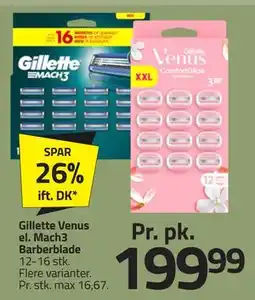 Fleggaard Gillette Venus el. Mach3 Barberblade, DKK 199.99 tilbud