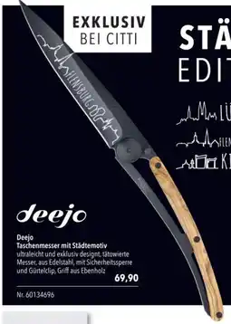 Citti Deejo Taschenmesser mit Städtemotiv tilbud