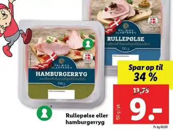 Lidl Rullepølse Eller Hamburgerryg 150g tilbud