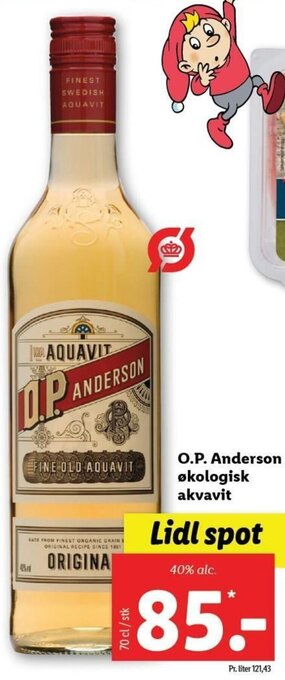 Lidl O.P. Anderson Økologisk Akvavit tilbud
