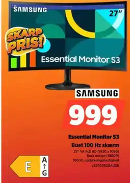 Power SAMSUNG Essential Monitor S3 LS27D362GAUXE tilbud