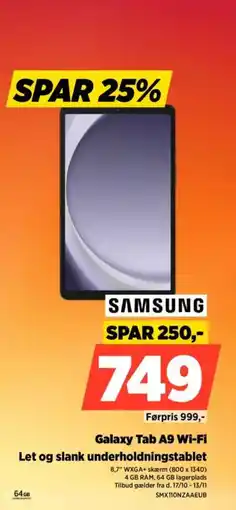 Power SAMSUNG Galaxy Tab A9 Wi-Fi tilbud