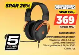 Power CEPTER Gaming headset CINVICTUS tilbud