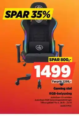 Power Gaming stol RGB-belysning tilbud