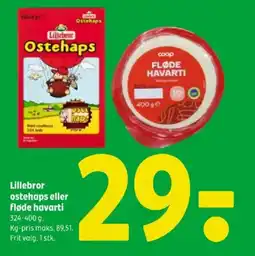 Coop 365 Lillebror ostehaps eller fløde havarti tilbud