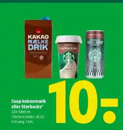 Coop 365 Coop kakaomælk eller Starbucks tilbud