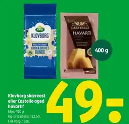 Coop 365 Klovborg skæreost eller Castello aged havarti* tilbud