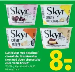 Coop 365 Luftig skyr med kirsebær/ chokolade, tiramisu eller skyr med citron cheesecake eller crème brûlée tilbud