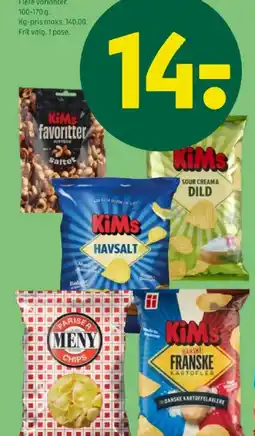 Coop 365 KiMs chips eller nødder tilbud