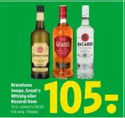 Coop 365 Brøndums Snaps, Grant's Whisky eller Bacardi Rom tilbud