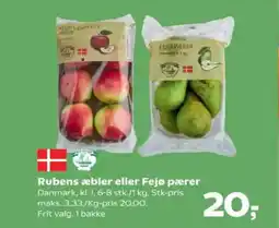 SuperBrugsen Rubens æbler eller Fejø pærer tilbud