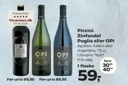 SuperBrugsen Piccini Zinfandel Puglia eller OPI tilbud