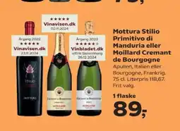 SuperBrugsen Mottura Stilio Primitivo di Manduria eller Moillard Cremant de Bourgogne tilbud
