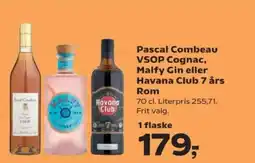 SuperBrugsen Pascal Combeau VSOP Cognac, Malfy Gin eller Havana Club 7 års Rom tilbud