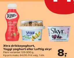 SuperBrugsen Xtra drikkeyoghurt, Yoggi yoghurt eller Luftig skyr tilbud
