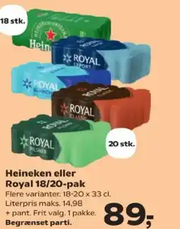 SuperBrugsen Heineken eller Royal 18/20-pak tilbud