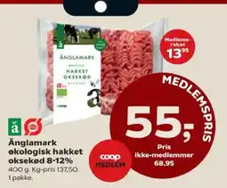 SuperBrugsen Änglamark økologisk hakket oksekød 8-12% tilbud