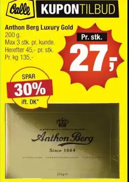 Calle Calle kupontilbud Anthon Berg Luxury Gold tilbud