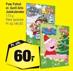Calle Paw Patrol el. Gurli Gris Julekalender tilbud