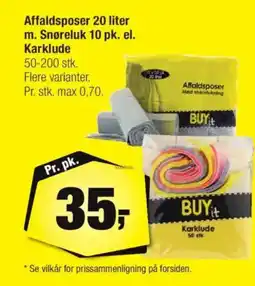 Calle Affaldsposer 20 liter m. Snøreluk 10 pk. el. Karklude tilbud