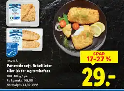 Lidl HAVBLÅ Panerede sej-, fiskefileter eller lakse- og torskefars tilbud