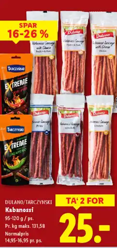 Lidl DULANO/TARCZYNSKI Kabanossi tilbud