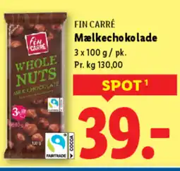 Lidl FIN CARRÉ Mælkechokolade tilbud