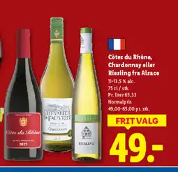 Lidl Côtes du Rhône, Chardonnay eller Riesling fra Alsace tilbud