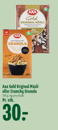 Min Købmand Axa Gold Original Müsli eller Crunchy Granola tilbud