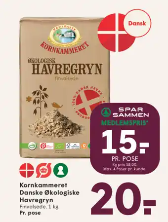 SPAR Kornkammeret Danske Økologiske Havregryn tilbud