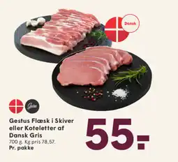 SPAR Gestus Flæsk i Skiver eller Koteletter af Dansk Gris tilbud
