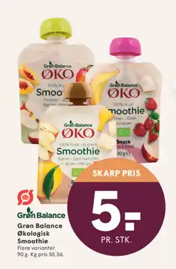SPAR Grøn Balance Økologisk Smoothie tilbud