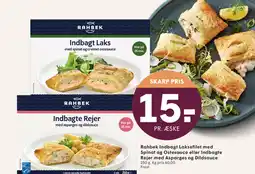 SPAR Rahbek Indbagt Laksefilet med Spinat og Ostesauce eller Indbagte Rejer med Asparges og Dildsauce tilbud