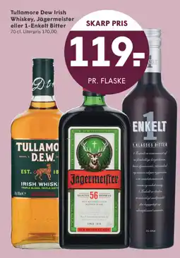 SPAR Tullamore Dew Irish Whiskey, Jägermeister eller 1-Enkelt Bitter tilbud