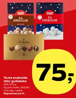 Kvickly Toms snebolde eller guldæske tilbud
