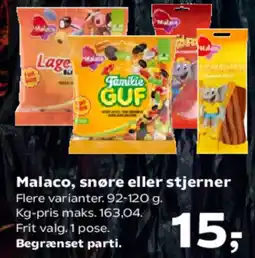 Kvickly Malaco, snøre eller stjerner tilbud