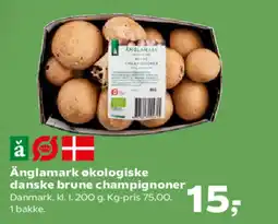 Kvickly Änglamark økologiske danske brune champignoner tilbud