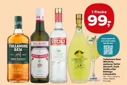 Kvickly Tullamore Dew Whiskey, Aalborg Taffel Akvavit, Stoli Vodka eller Bottega Limoncello tilbud