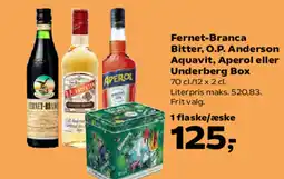 Kvickly Fernet-Branca Bitter, O.P. Anderson Aquavit, Aperol eller Underberg Box tilbud